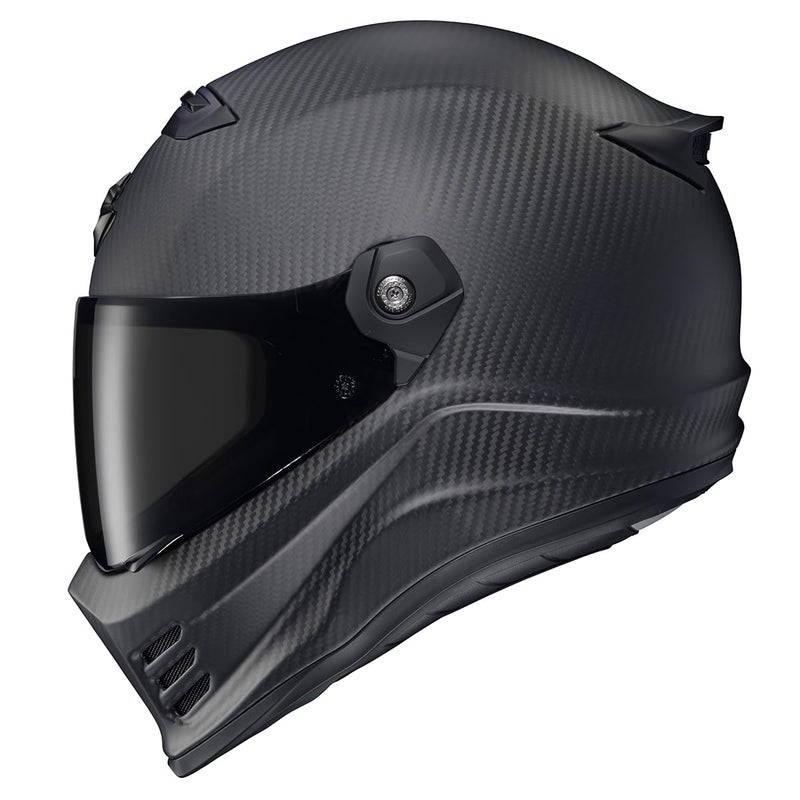 ScorpionEXO Covert FX Carbon Fiber Full Face Motorcycle Helmet Street Fighter Style  Bluetooth Ready Speaker Pockets DOT ECE Solid Matte Black  Medium